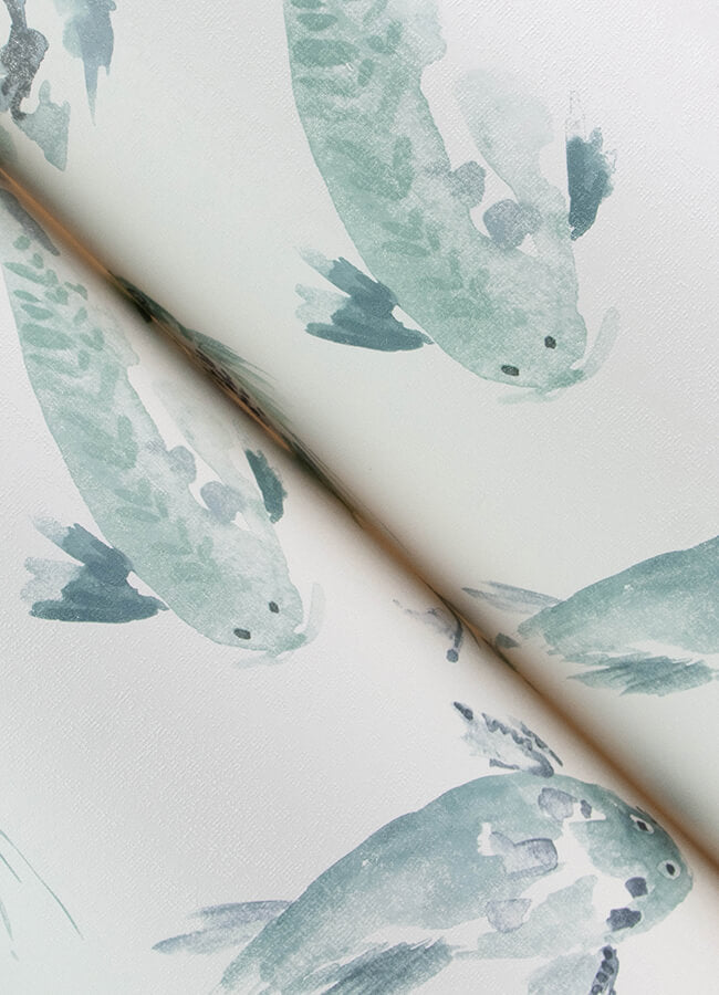 koi-seafoam-fish-wallpaper-york-wallcoverings-4172-27502 - York Wallcoverings Wallpaper