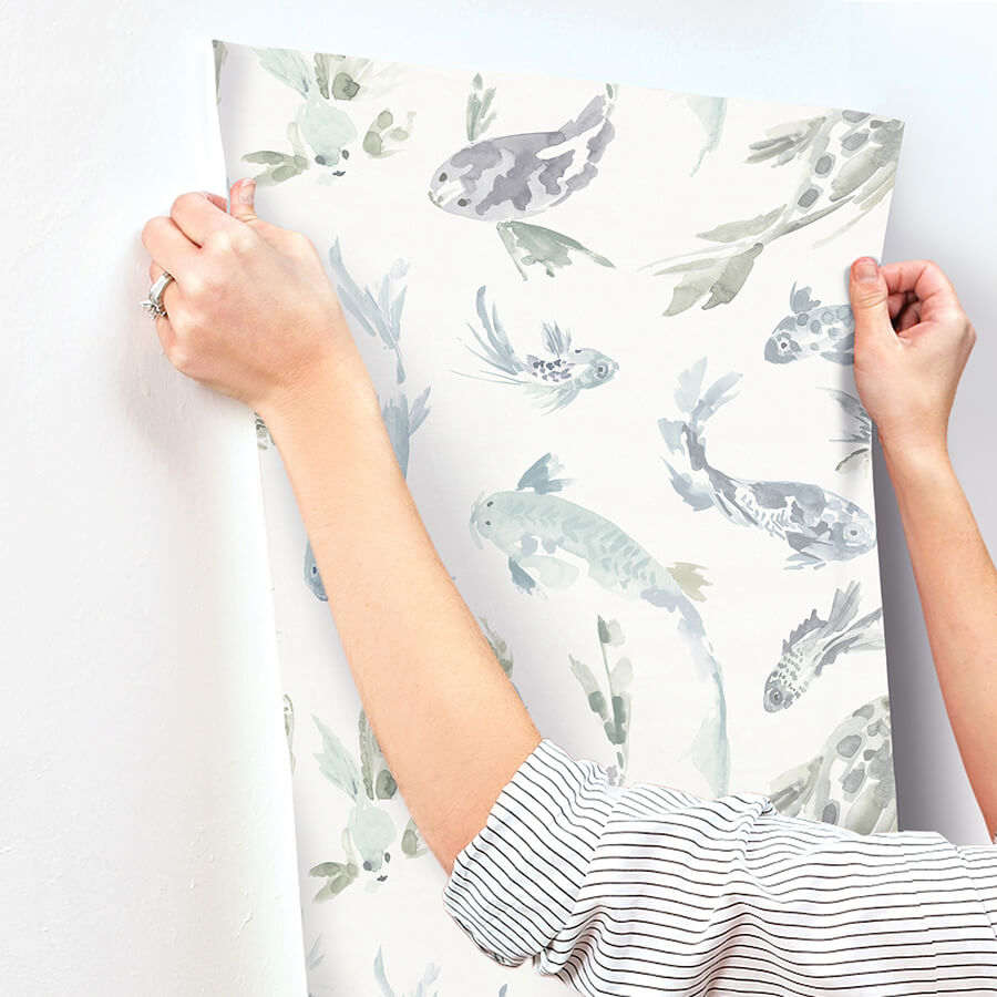 koi-seafoam-fish-wallpaper-york-wallcoverings-4172-27502 - York Wallcoverings Wallpaper