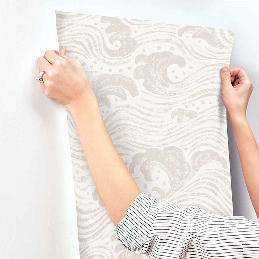 Swell Beige Ocean Wave Wallpaper - York Wallcoverings - 4172-27508 - York Wallcoverings Wallpaper