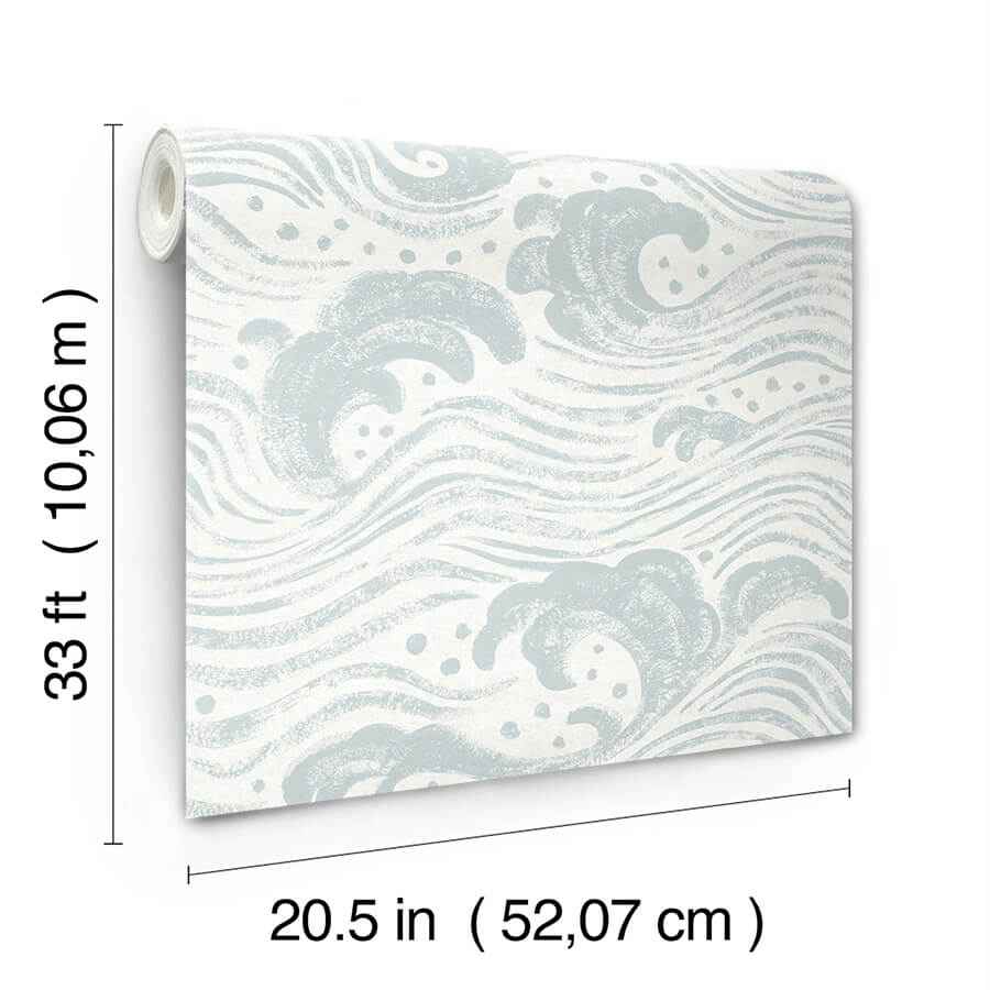 Swell Light Blue Ocean Wave Wallpaper - York Wallcoverings - 4172-27509 - York Wallcoverings Wallpaper