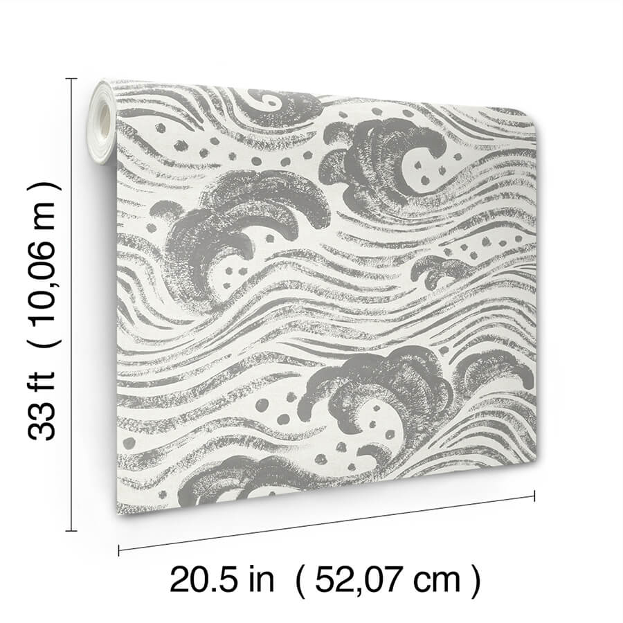 swell-charcoal-ocean-wave-wallpaper-york-wallcoverings-4172-27510 - York Wallcoverings Wallpaper