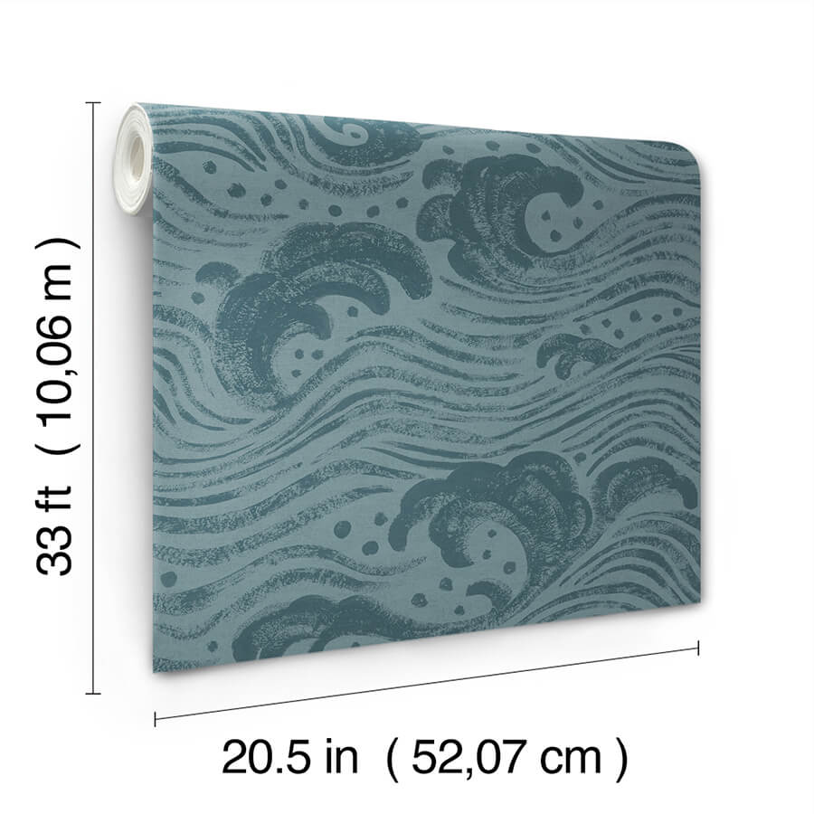 swell-teal-ocean-wave-wallpaper-york-wallcoverings-4172-27511 - York Wallcoverings Wallpaper