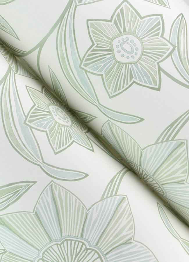 Star Flower Light Green Floral Trail Wallpaper - York Wallcoverings - 4172-27513 - York Wallcoverings Wallpaper