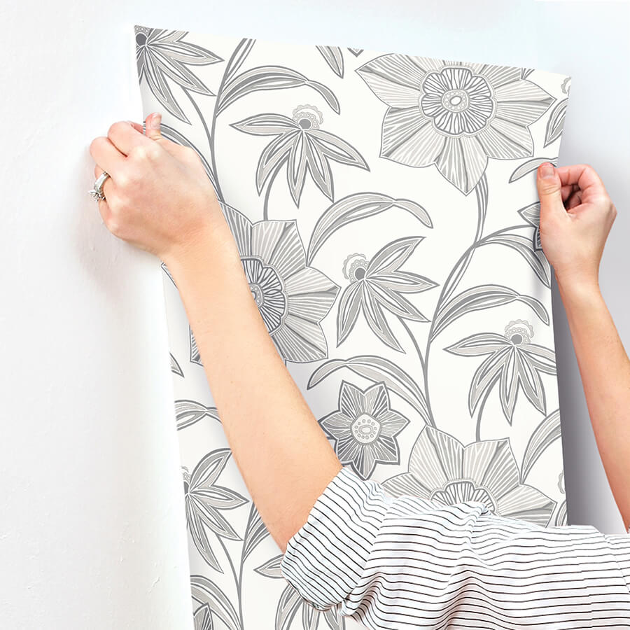 star-flower-charcoal-floral-trail-wallpaper-york-wallcoverings-4172-27514 - York Wallcoverings Wallpaper