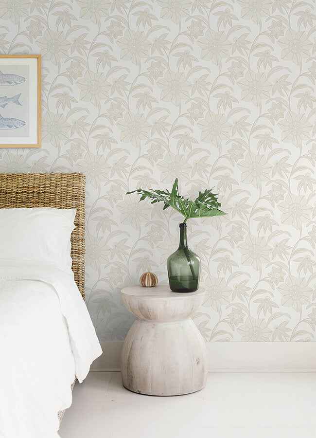 Star Flower Beige Floral Trail Wallpaper - York Wallcoverings - 4172-27515