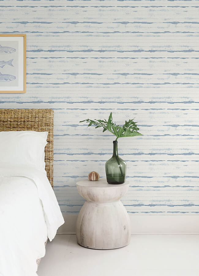 destin-blue-stripe-wallpaper-york-wallcoverings-4172-27516 - York Wallcoverings Wallpaper