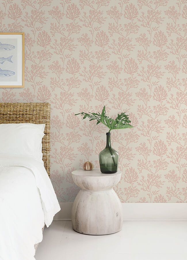 tortuga-pink-coral-weave-wallpaper-york-wallcoverings-4172-82000 - York Wallcoverings Wallpaper
