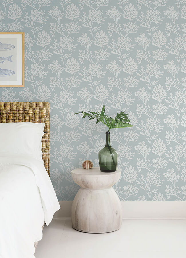 tortuga-sky-blue-coral-weave-wallpaper-york-wallcoverings-4172-82003 - York Wallcoverings Wallpaper