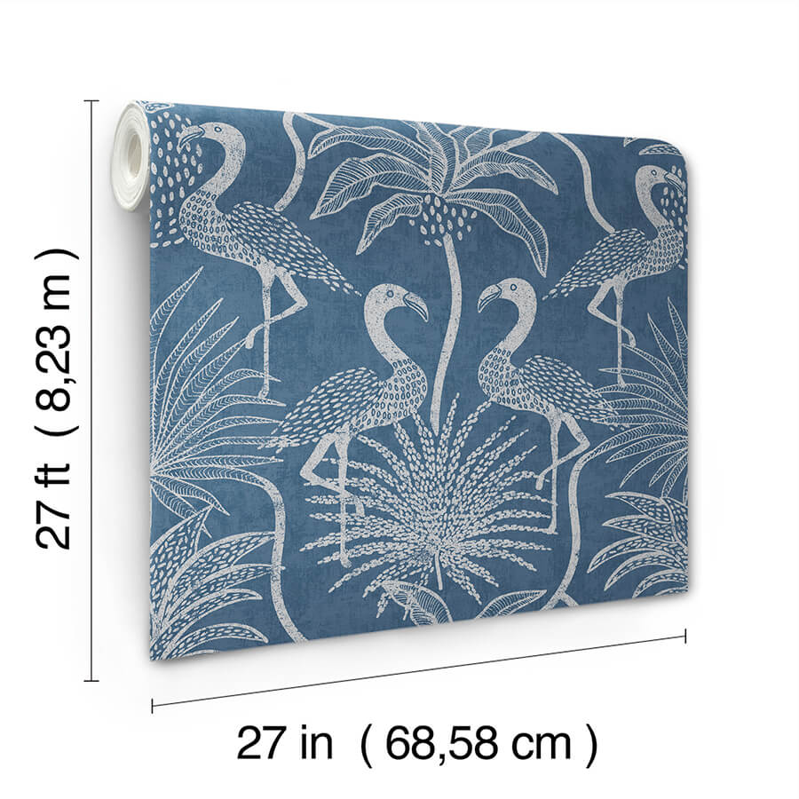 biscayne-navy-flamingo-beach-wallpaper-york-wallcoverings-4172-82006 - York Wallcoverings Wallpaper