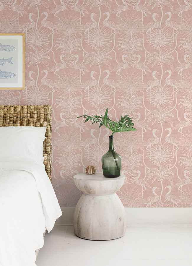 Biscayne Coral Flamingo Beach Wallpaper - York Wallcoverings - 4172-82007