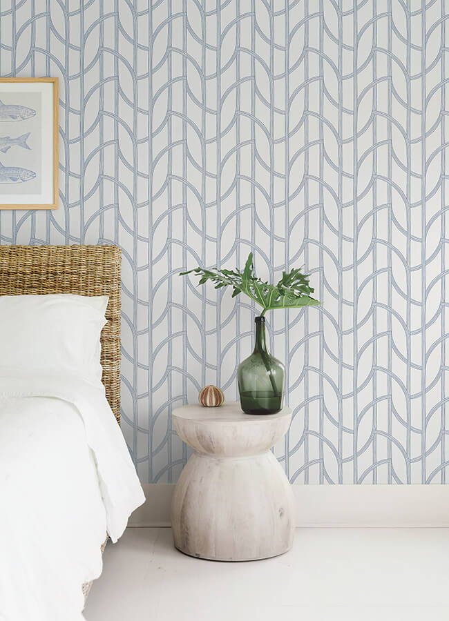 salvo-navy-curved-contours-wallpaper-york-wallcoverings-4172-82010 - York Wallcoverings Wallpaper