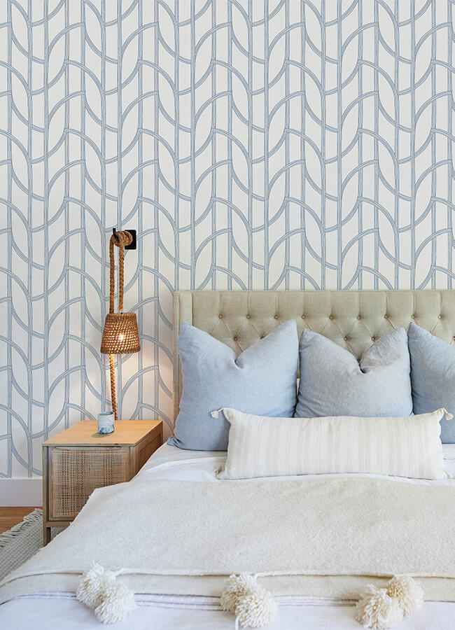 Salvo Navy Curved Contours Wallpaper - York Wallcoverings - 4172-82010