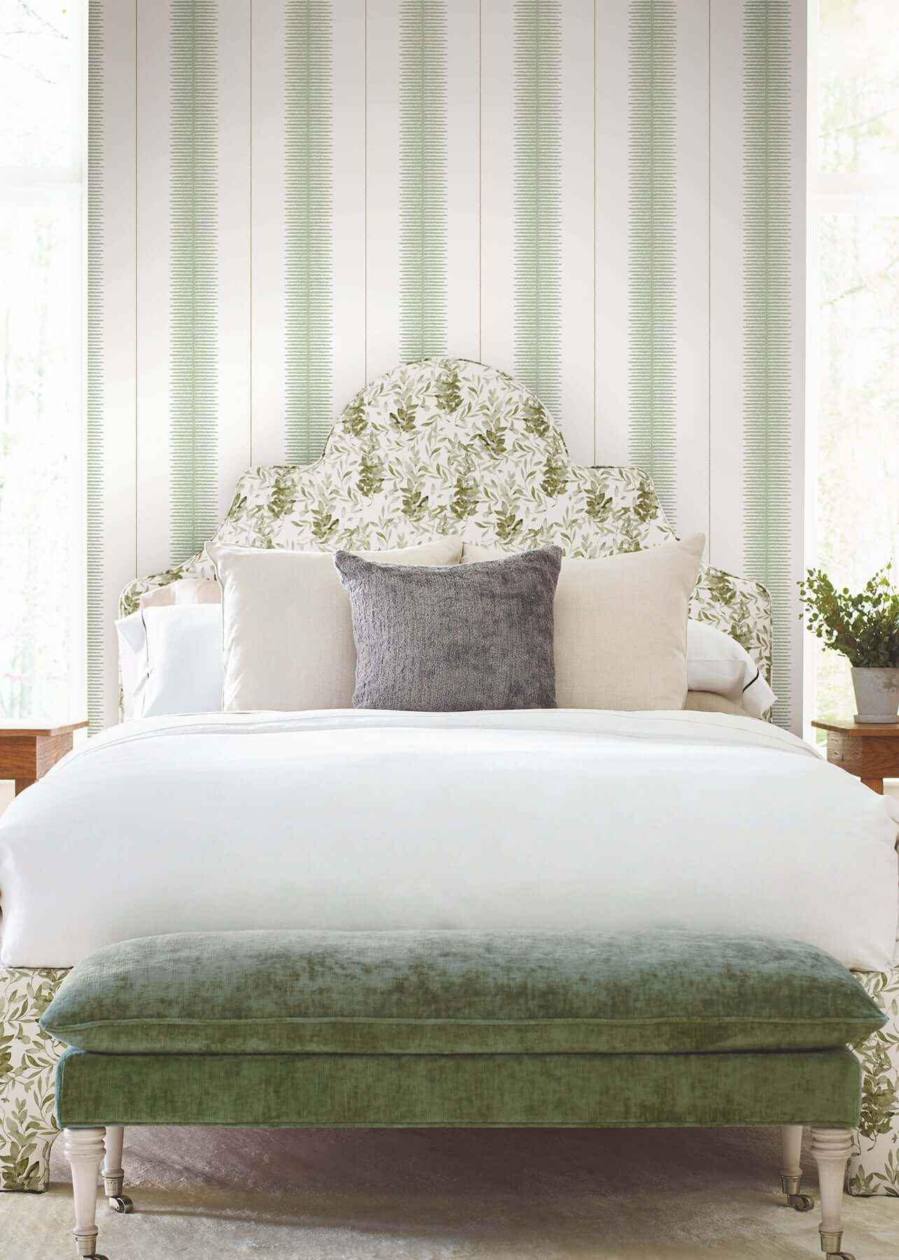 Tandem Stripe Green Wallpaper - York Wallcoverings - MX9614