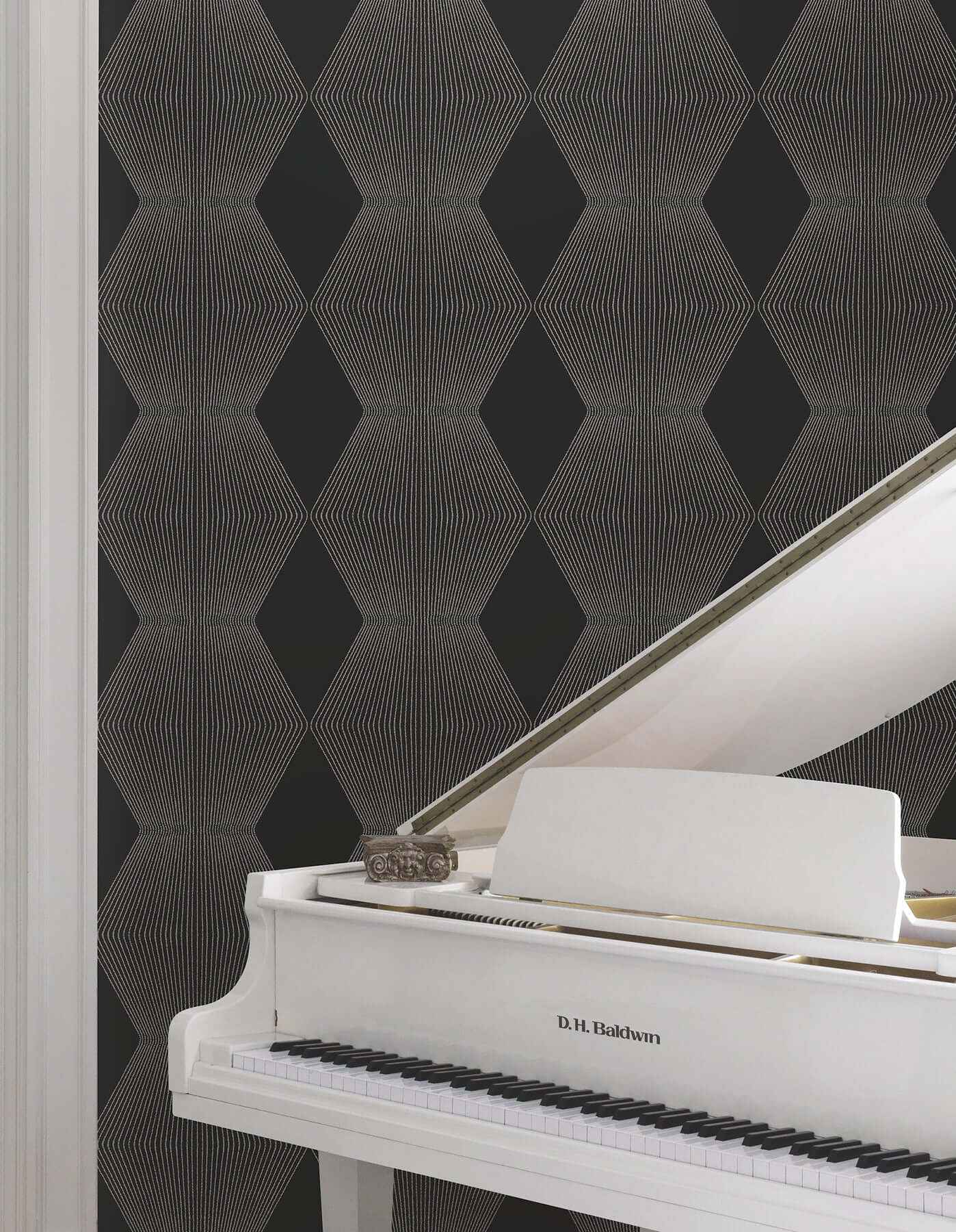 Diamond Legacy Black Wallpaper - York Wallcoverings - MX9631 - York Wallcoverings Wallpaper