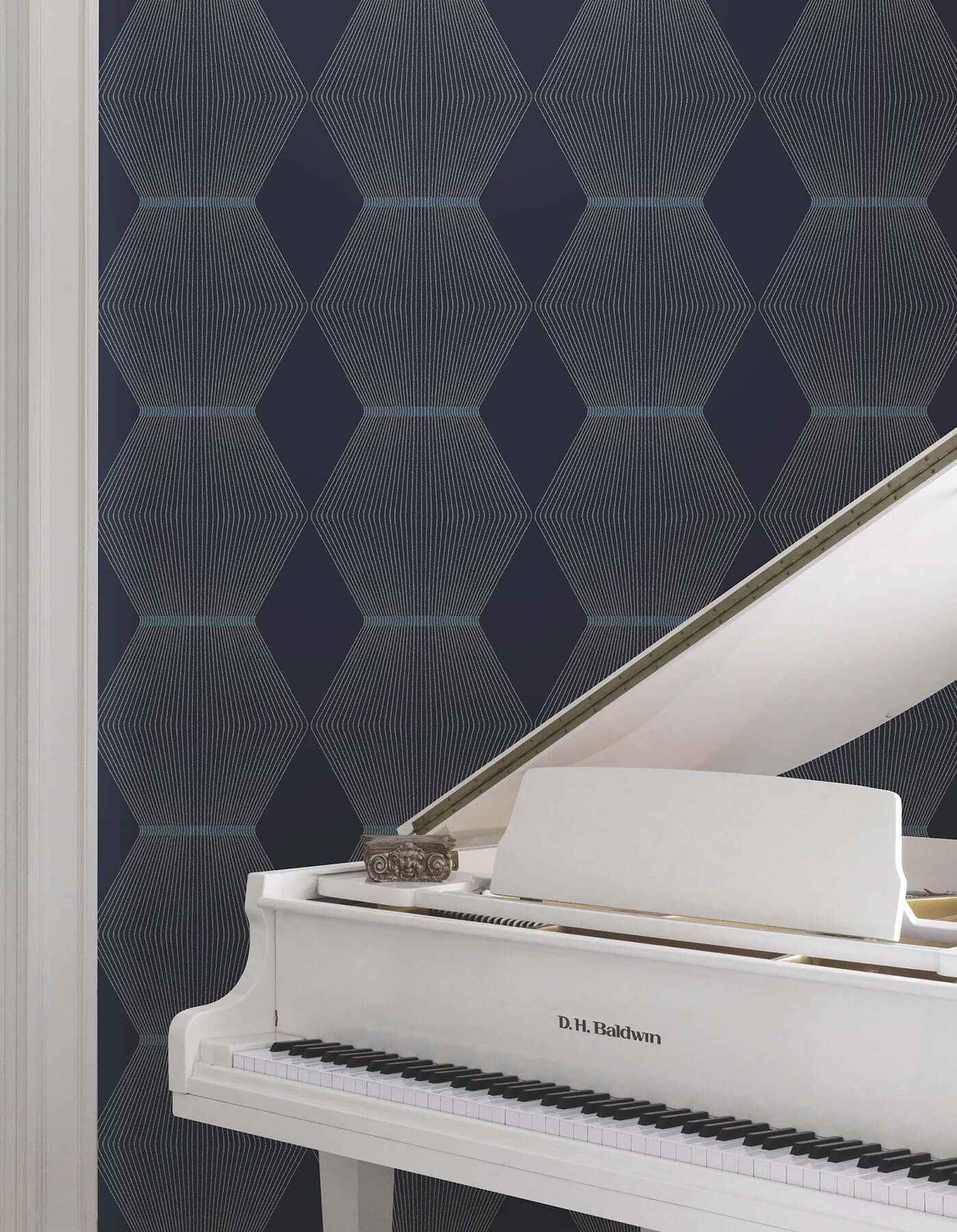 Diamond Legacy Navy Wallpaper - York Wallcoverings - MX9635 - York Wallcoverings Wallpaper