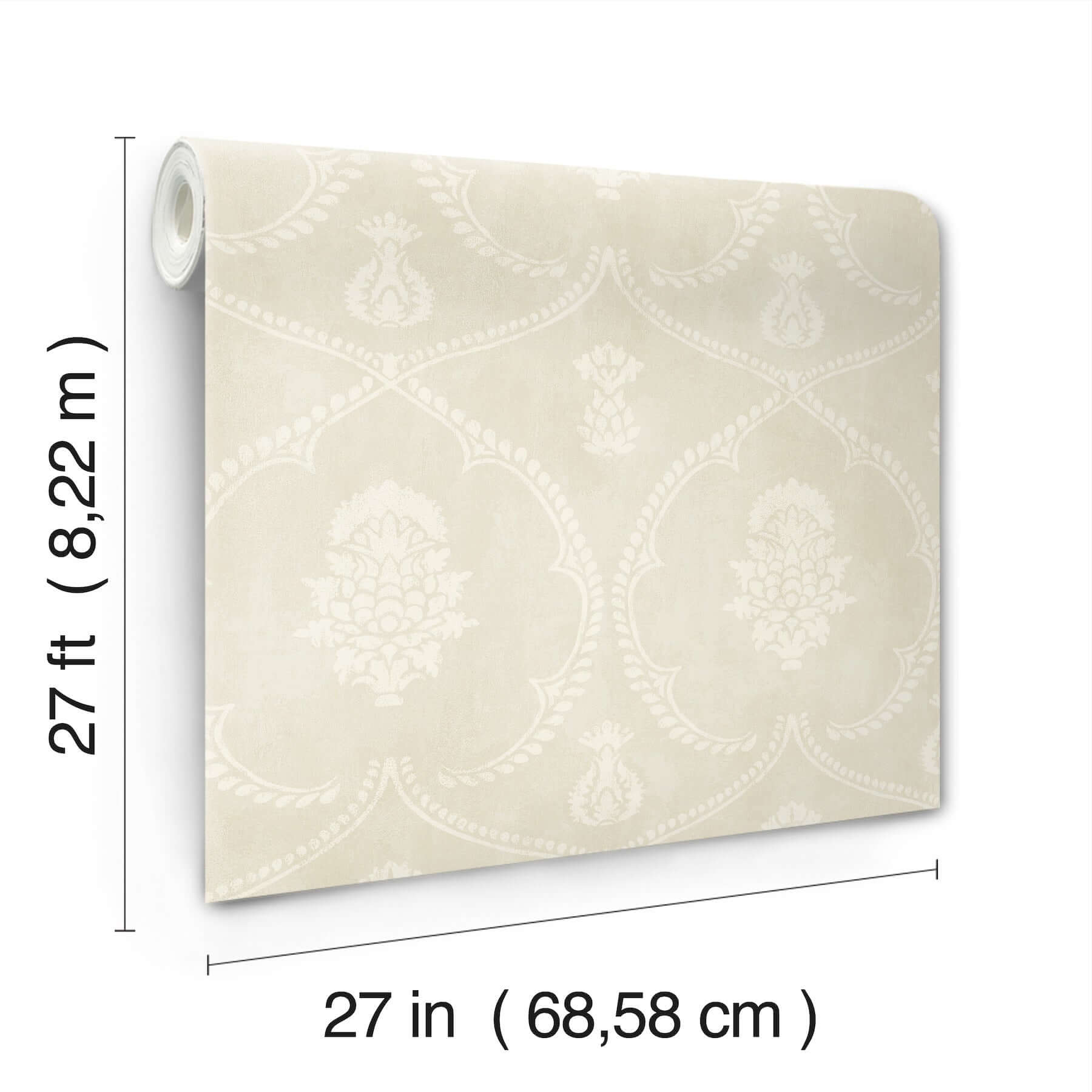royal-damask-beige-wallpaper-york-wallcoverings-mx9641 - York Wallcoverings Wallpaper