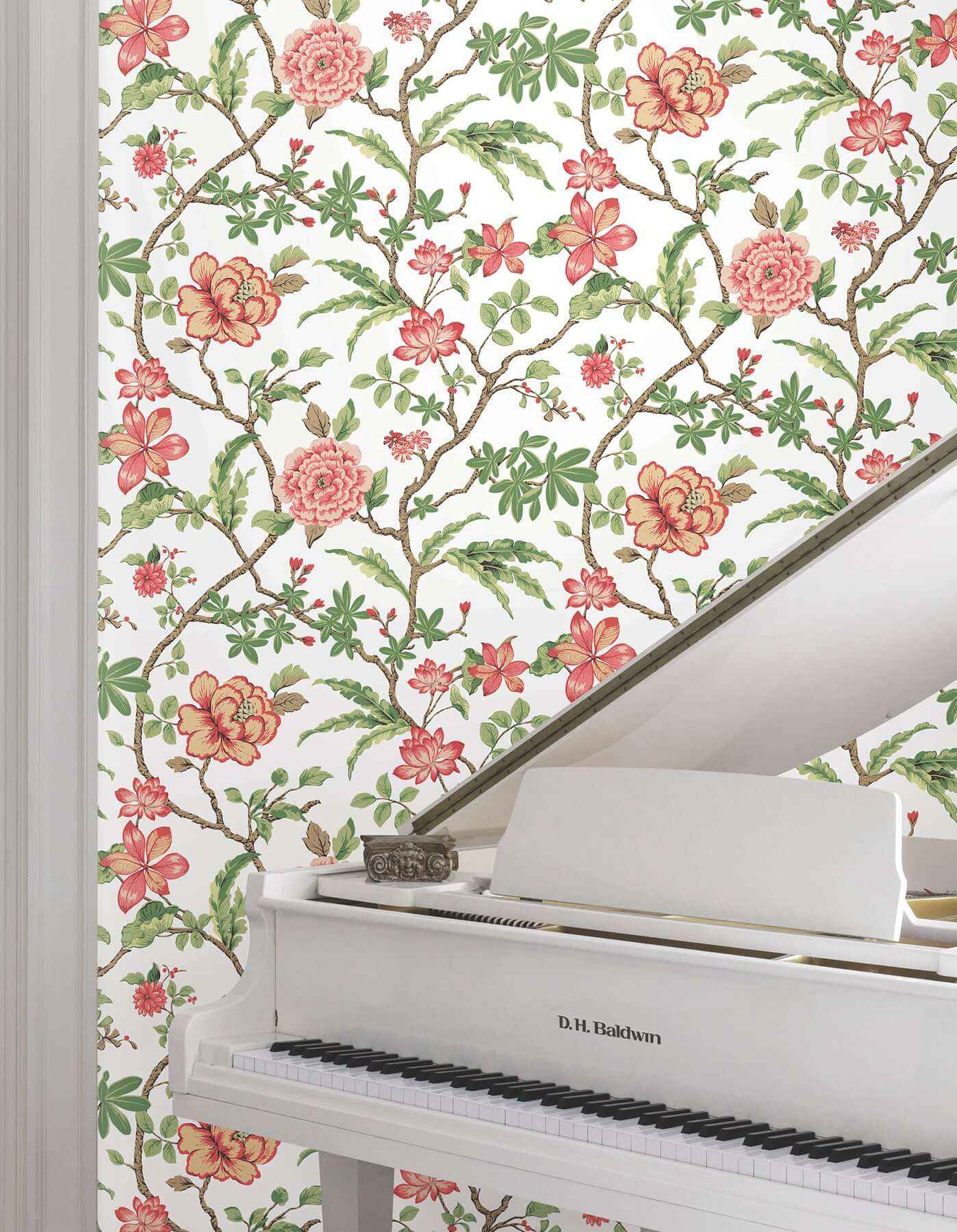 Courtyard Botanical Rose Wallpaper - York Wallcoverings - MX9651 - York Wallcoverings Wallpaper