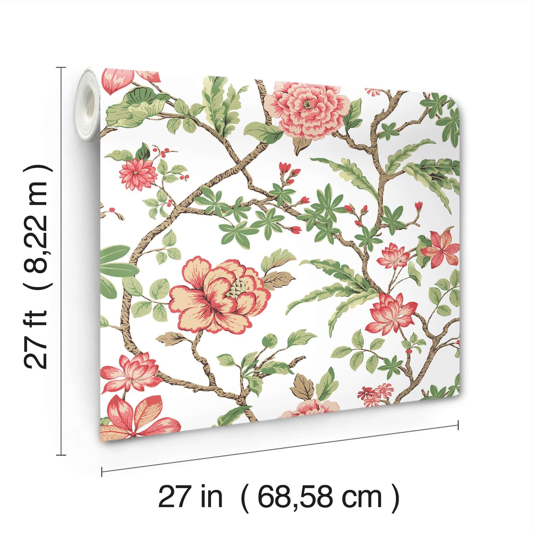 courtyard-botanical-rose-wallpaper-york-wallcoverings-mx9651 - York Wallcoverings Wallpaper
