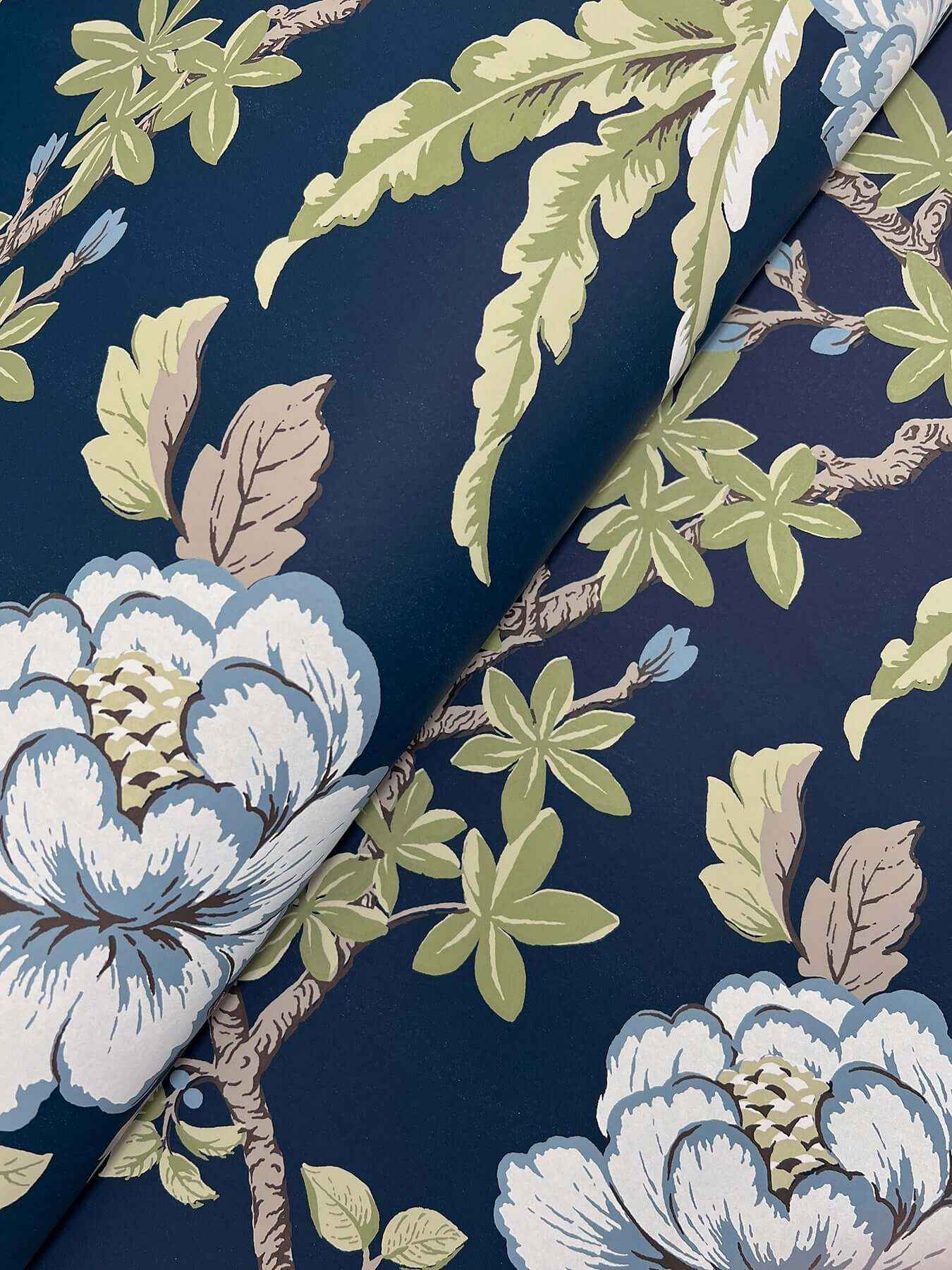 Courtyard Botanical Navy Wallpaper - York Wallcoverings - MX9652 - York Wallcoverings Wallpaper