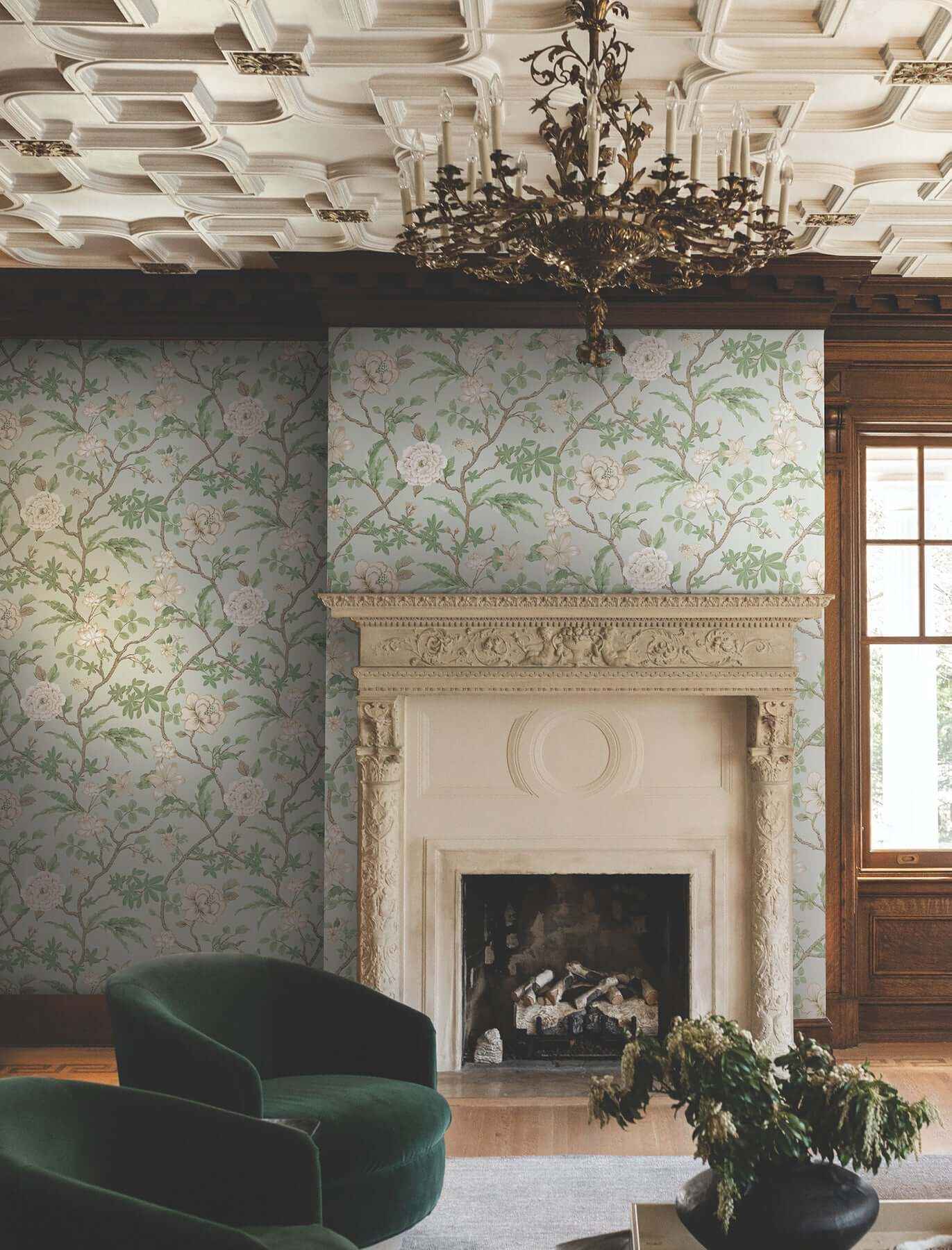 Courtyard Botanical Pale Blue Wallpaper - York Wallcoverings - MX9654 - York Wallcoverings Wallpaper