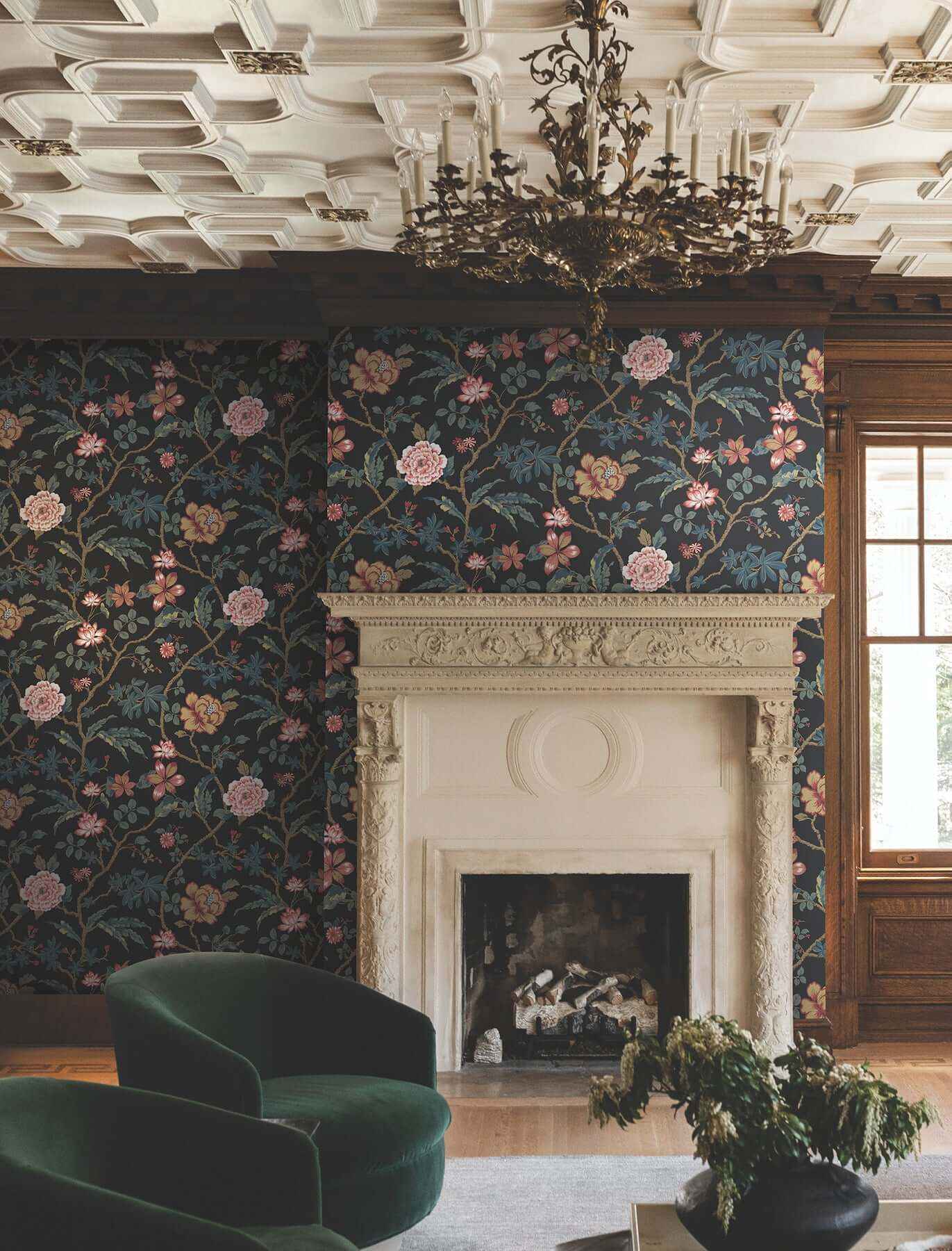 Courtyard Botanical Scarlet Wallpaper - York Wallcoverings - MX9656