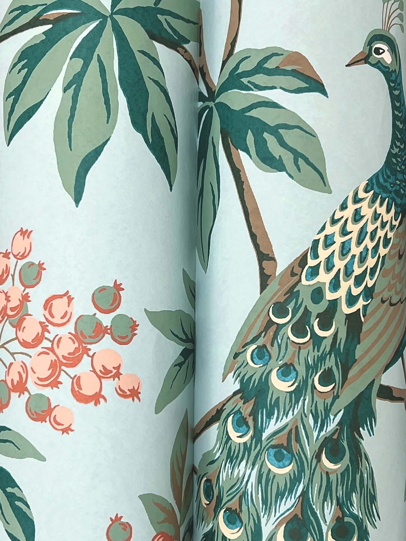peacock-estate-blue-wallpaper-york-wallcoverings-mx9663 - York Wallcoverings Wallpaper