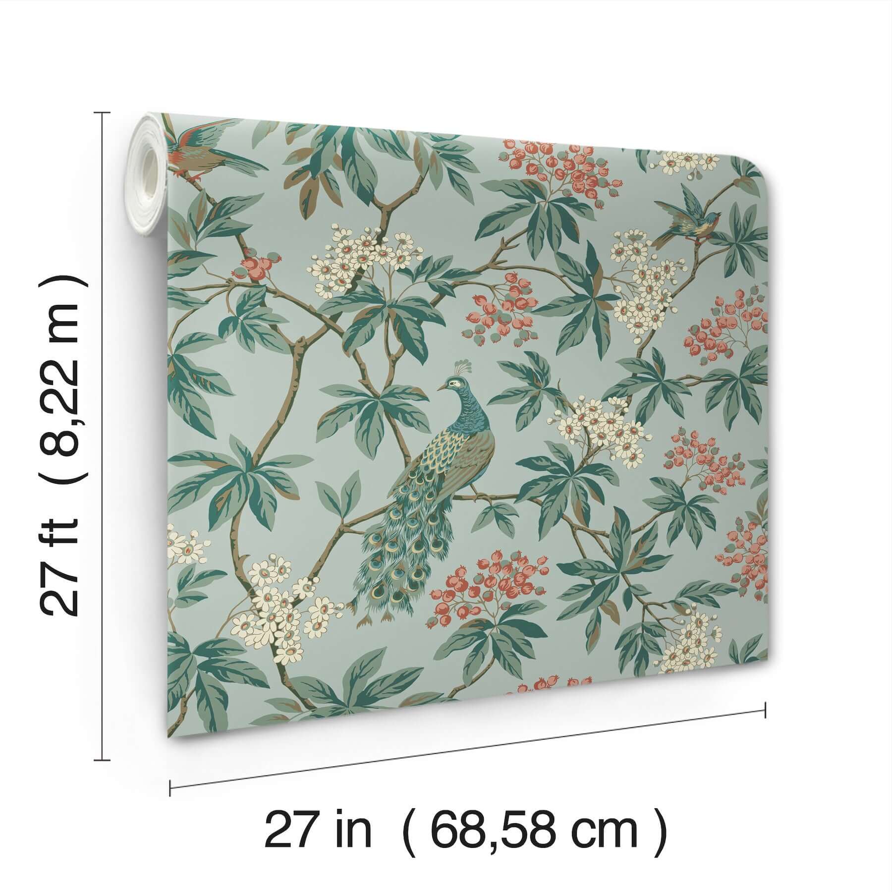 peacock-estate-blue-wallpaper-york-wallcoverings-mx9663 - York Wallcoverings Wallpaper
