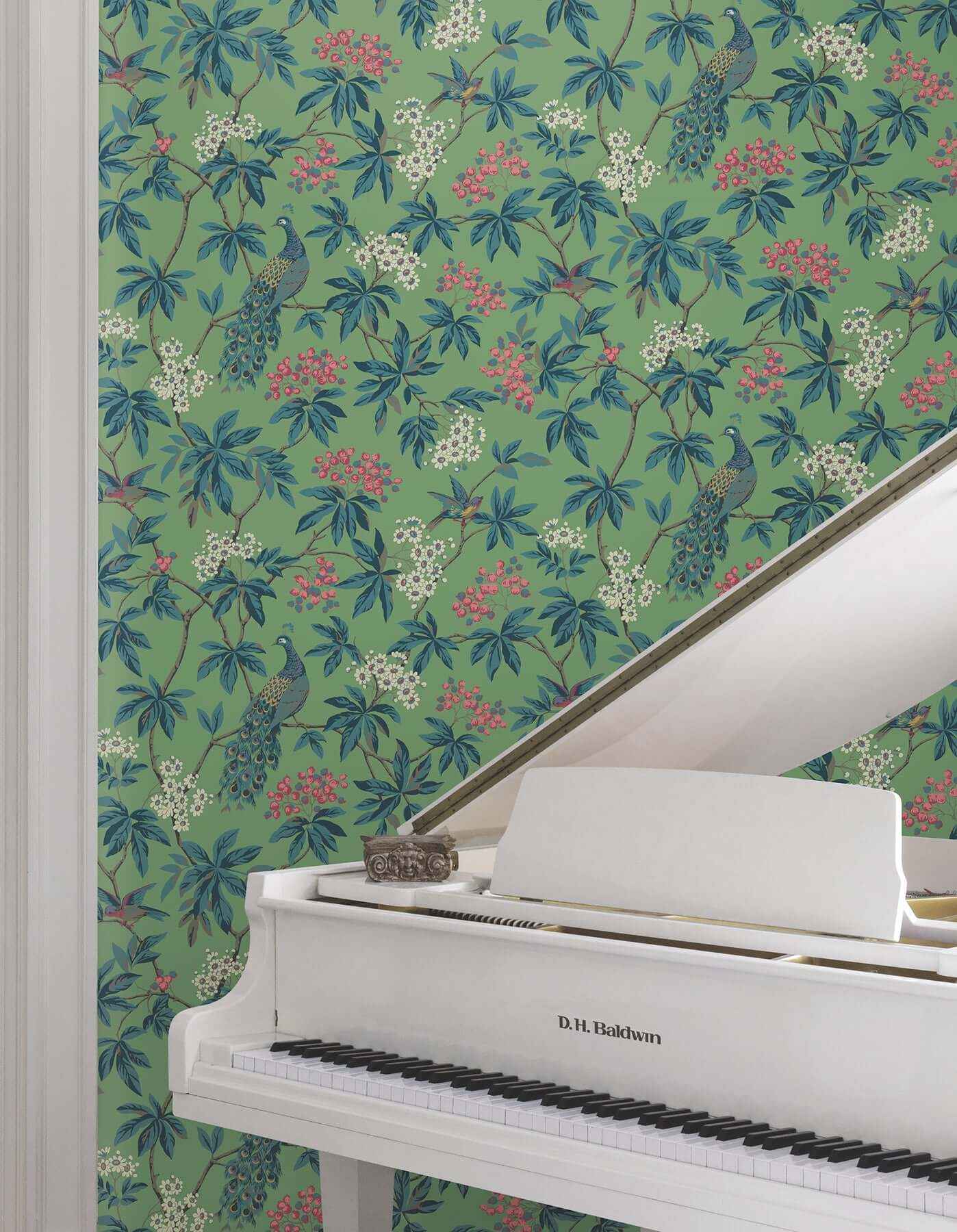 Peacock Estate Green Wallpaper - York Wallcoverings - MX9664 - York Wallcoverings Wallpaper