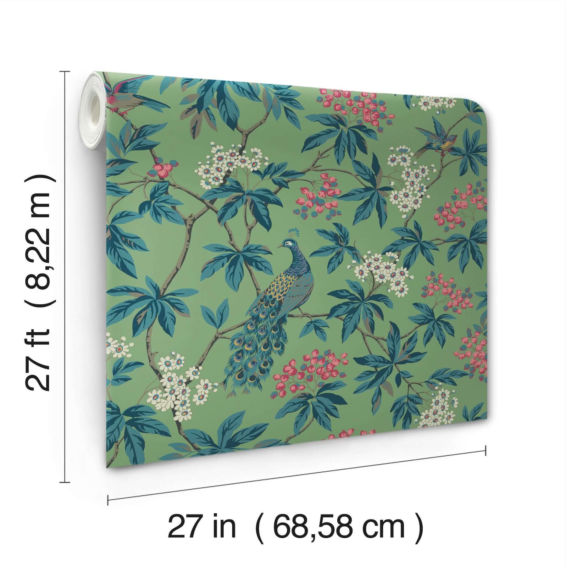 peacock-estate-green-wallpaper-york-wallcoverings-mx9664 - York Wallcoverings Wallpaper