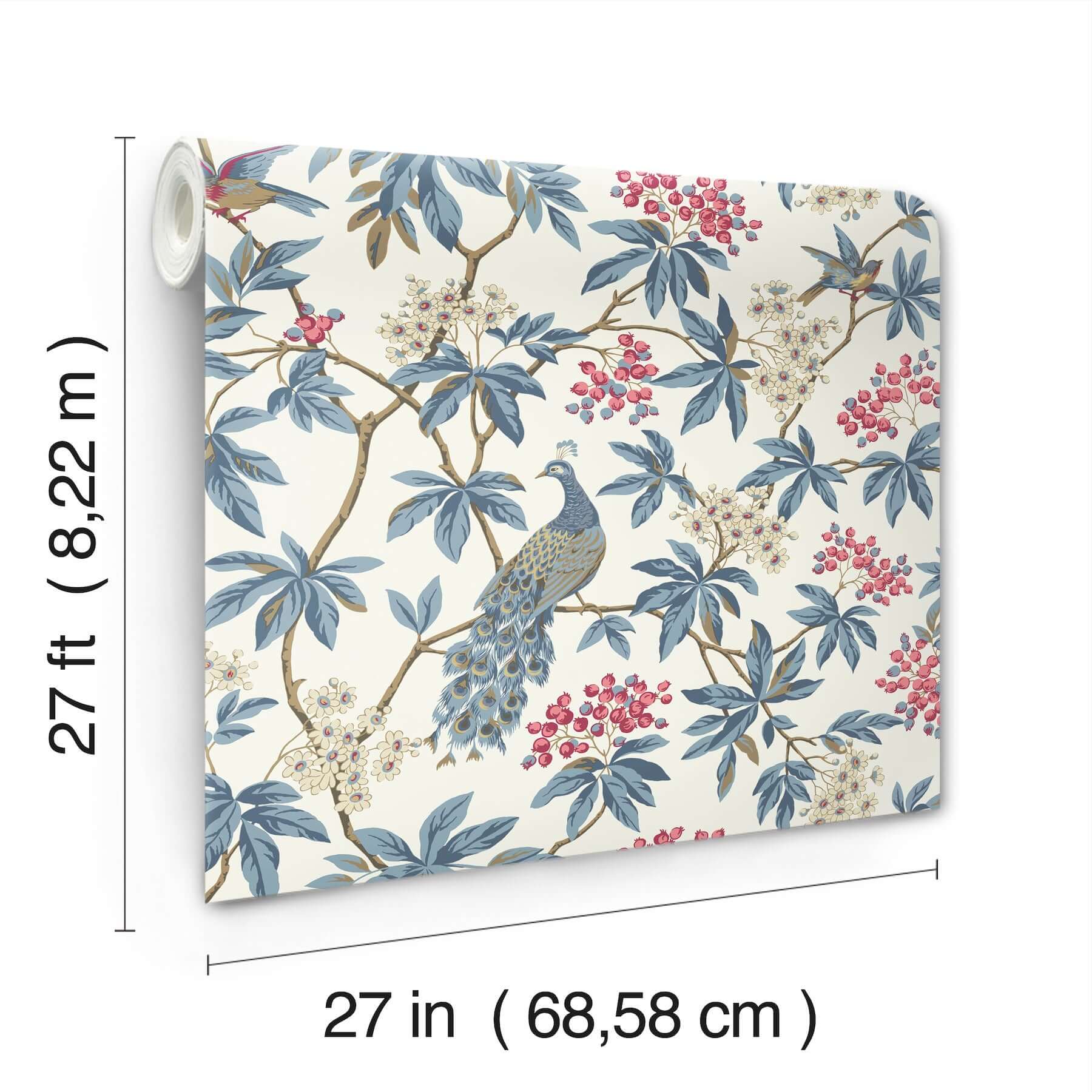 peacock-estate-white-wallpaper-york-wallcoverings-mx9666 - York Wallcoverings Wallpaper