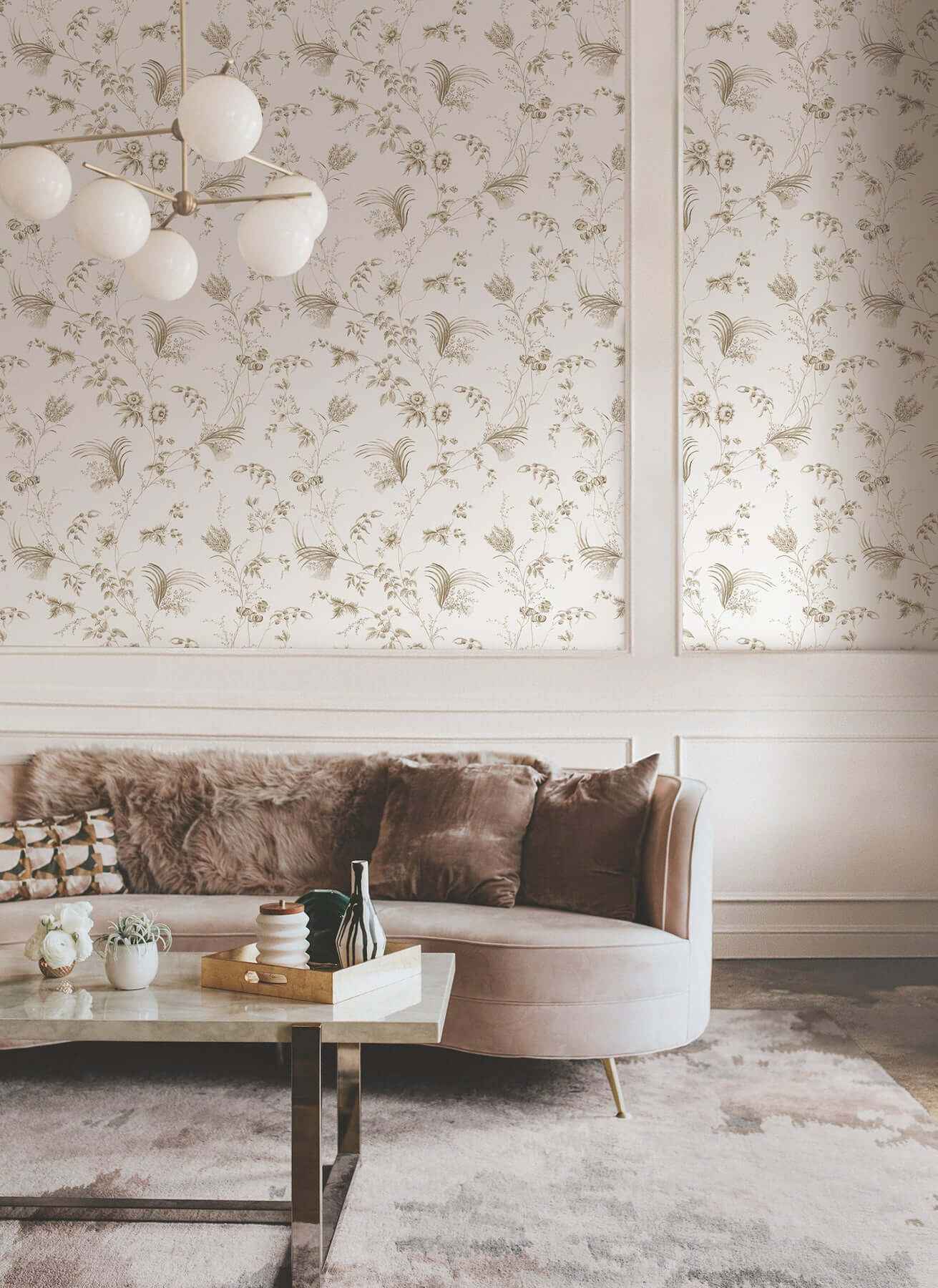 Floral Lace Taupe Wallpaper - York Wallcoverings - MX9681