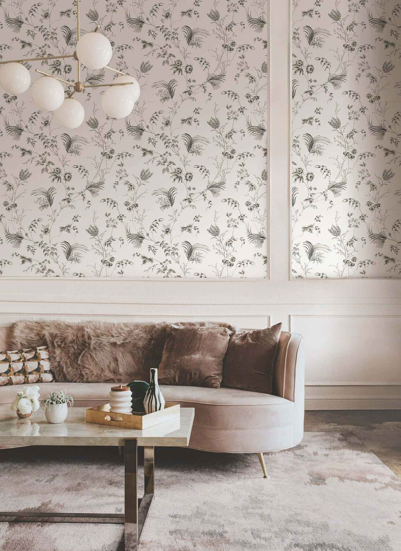 Floral Lace Black Wallpaper - York Wallcoverings - MX9682