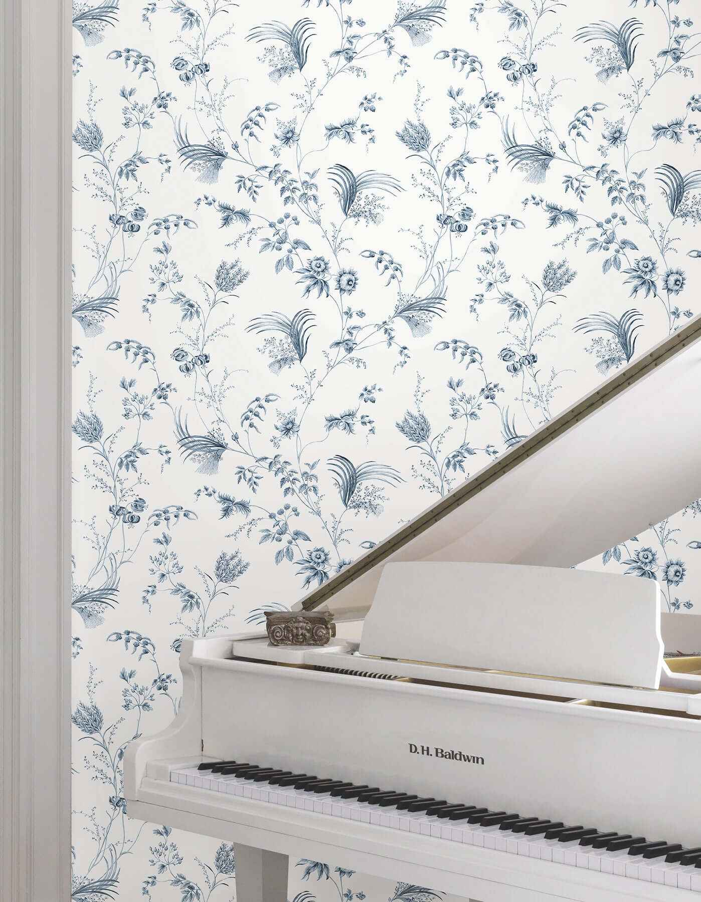 Floral Lace Navy Wallpaper - York Wallcoverings - MX9683 - York Wallcoverings Wallpaper