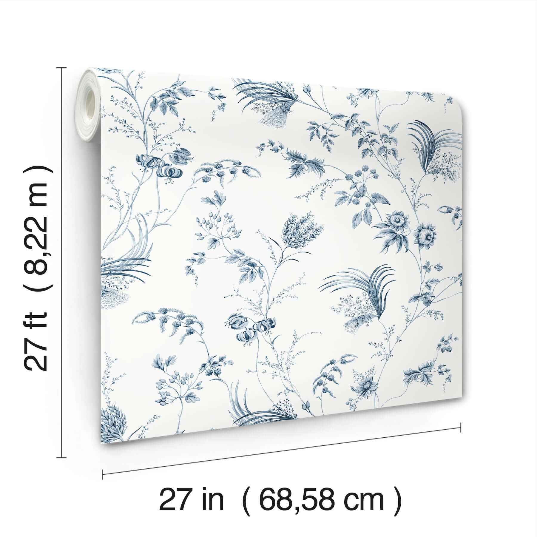 Floral Lace Navy Wallpaper - York Wallcoverings - MX9683 - York Wallcoverings Wallpaper