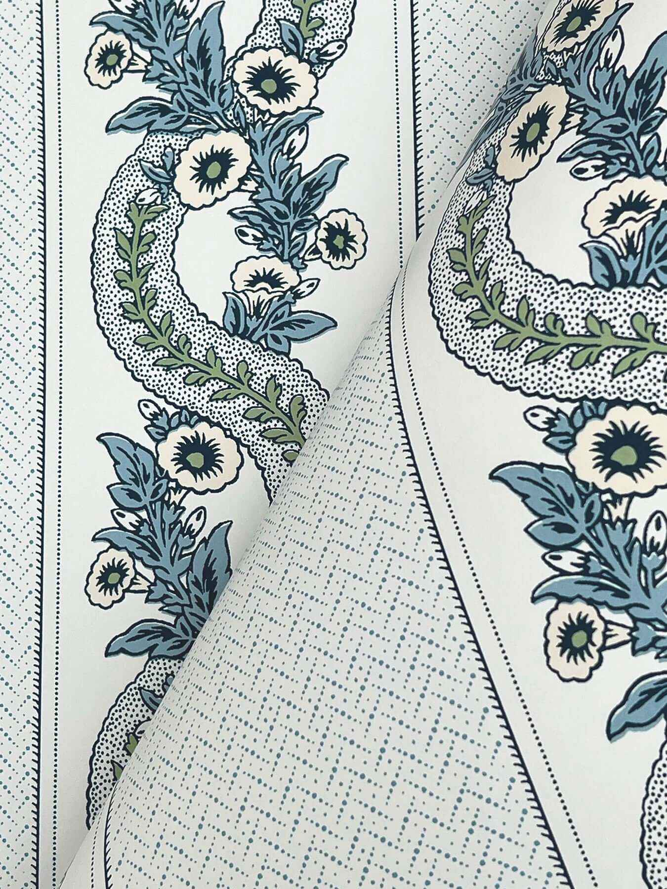 Abbey's Garland Aqua Wallpaper - York Wallcoverings - MX9692 - York Wallcoverings Wallpaper