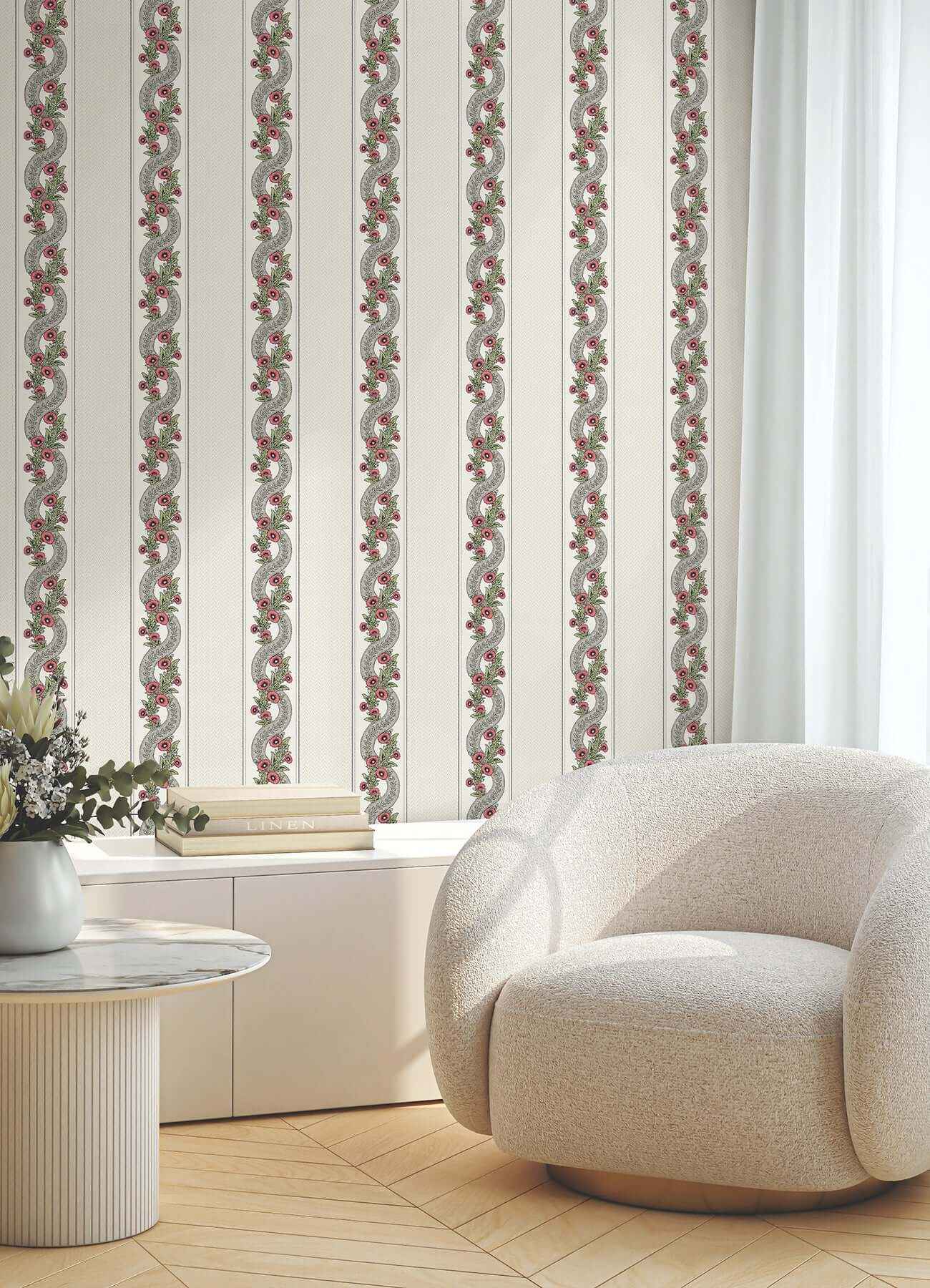Abbey's Garland Red & Green Wallpaper - York Wallcoverings - MX9693 - York Wallcoverings Wallpaper