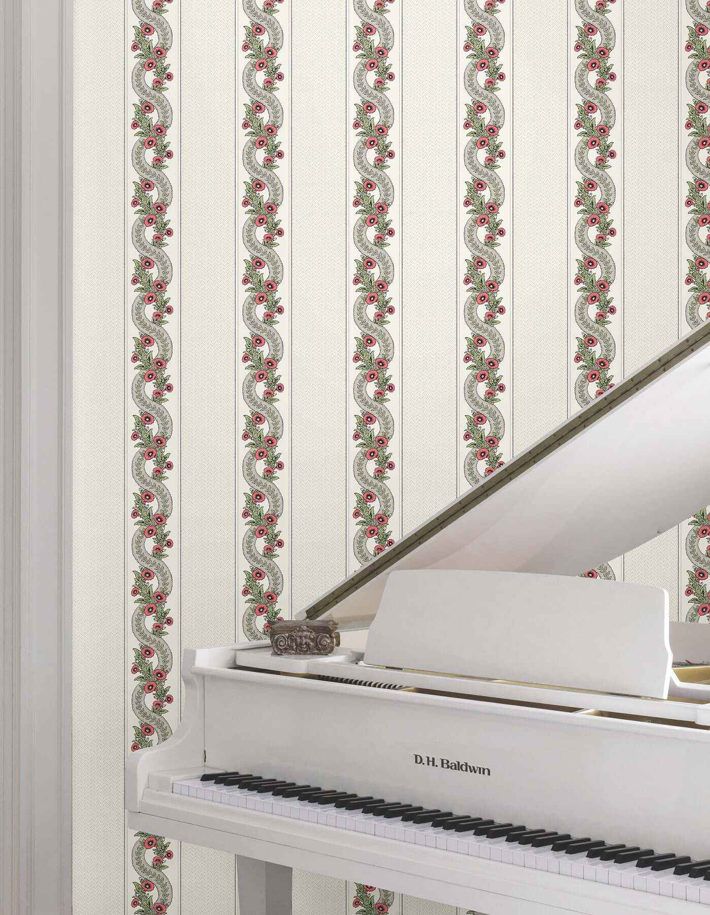 Abbey's Garland Red & Green Wallpaper - York Wallcoverings - MX9693 - York Wallcoverings Wallpaper