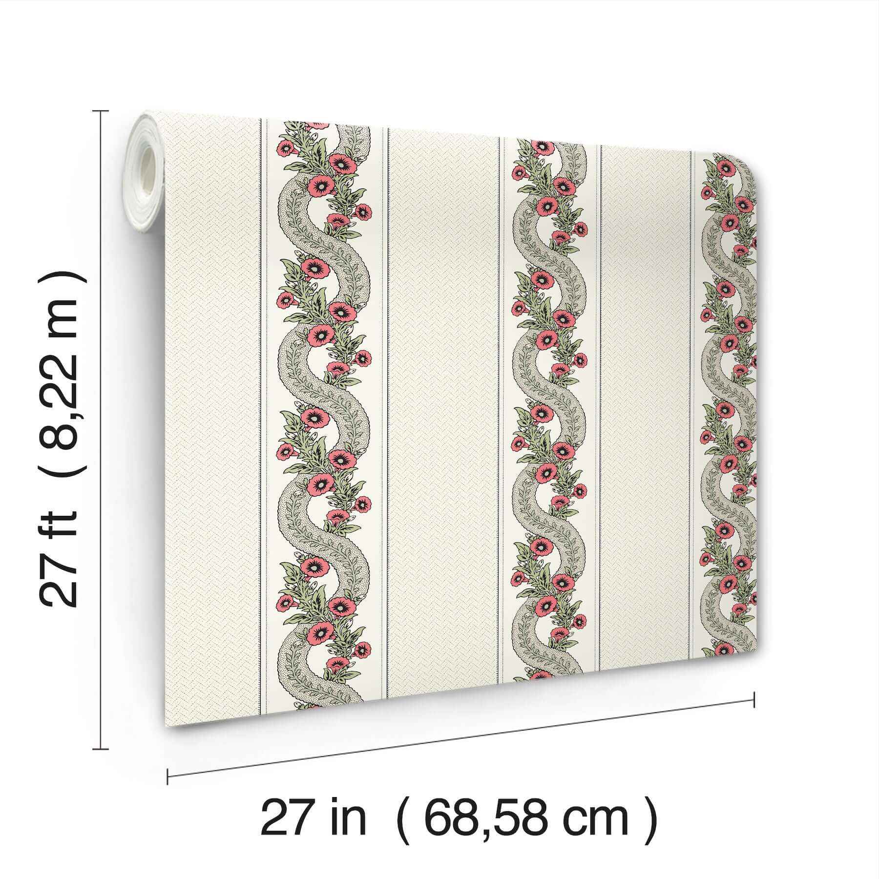 Abbey's Garland Red & Green Wallpaper - York Wallcoverings - MX9693 - York Wallcoverings Wallpaper