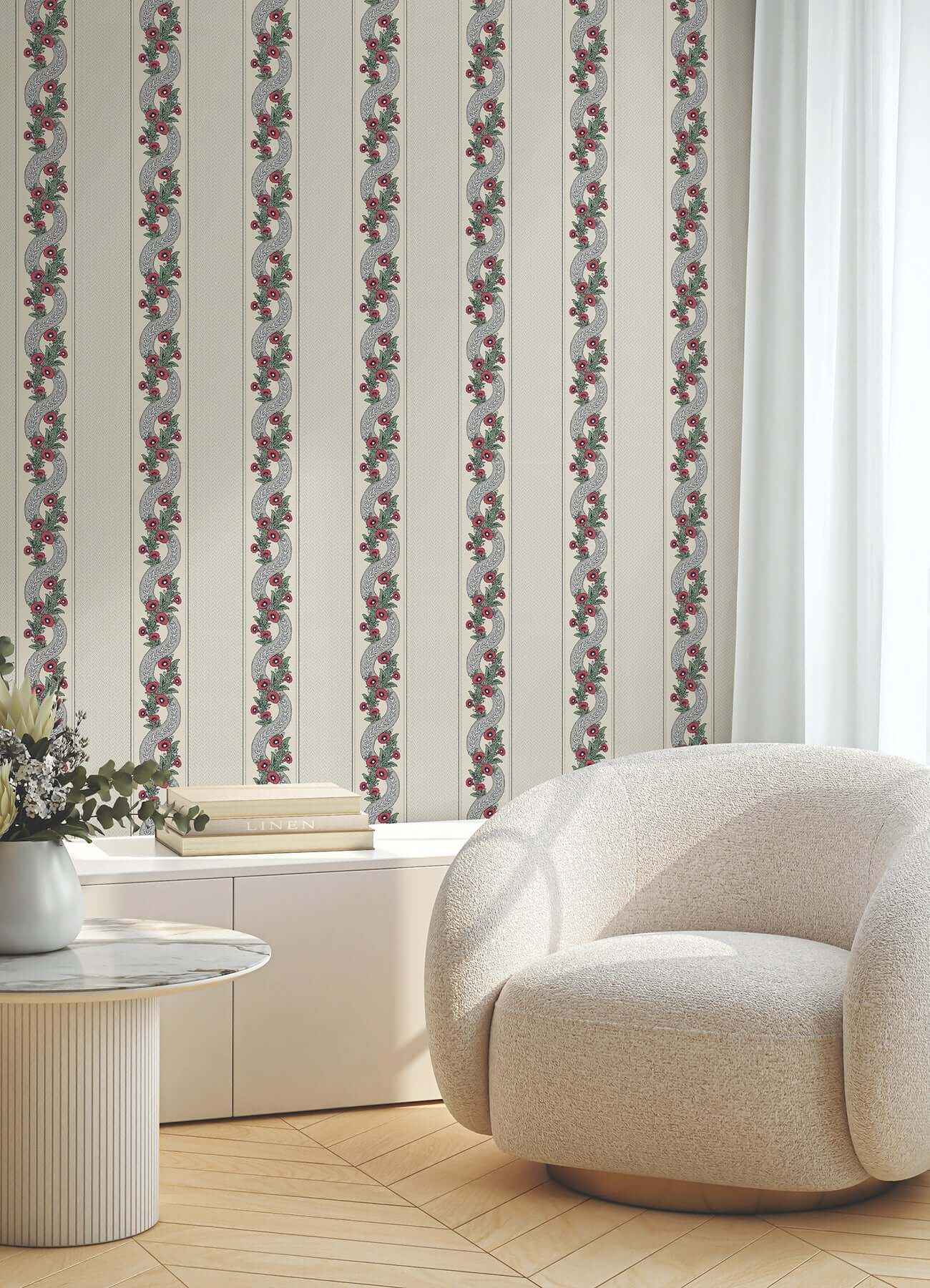 Abbey's Garland Ruby Wallpaper - York Wallcoverings - MX9694