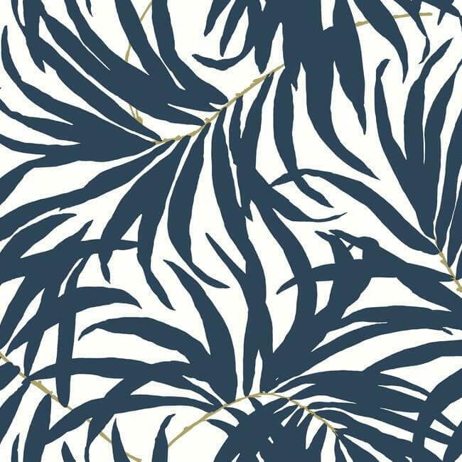 bali-leaves-blue-peel-stick-wallpaper-york-wallcoverings-psw1030rl - York Wallcoverings Wallpaper