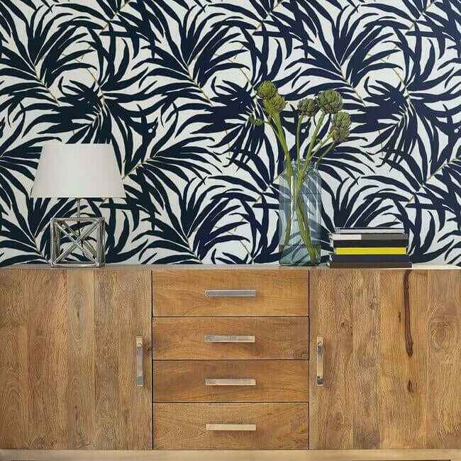 Bali Leaves Blue Peel & Stick Wallpaper - York Wallcoverings - PSW1030RL - York Wallcoverings Wallpaper