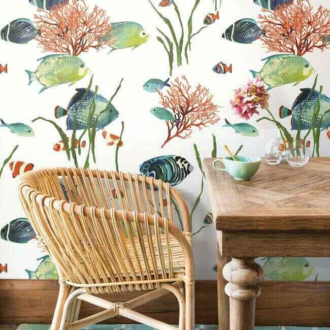 Tropical Reef Multicolor Peel & Stick Wallpaper - York Wallcoverings - PSW1033RL - York Wallcoverings Wallpaper