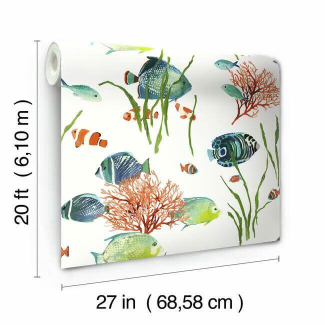 tropical-reef-multicolor-peel-stick-wallpaper-york-wallcoverings-psw1033rl - York Wallcoverings Wallpaper