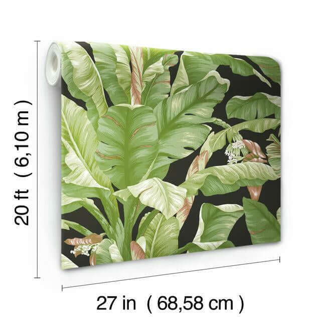 banana-leaf-premium-peel-stick-wallpaper-blackgreen-york-wallcoverings-psw1035rl - York Wallcoverings Wallpaper