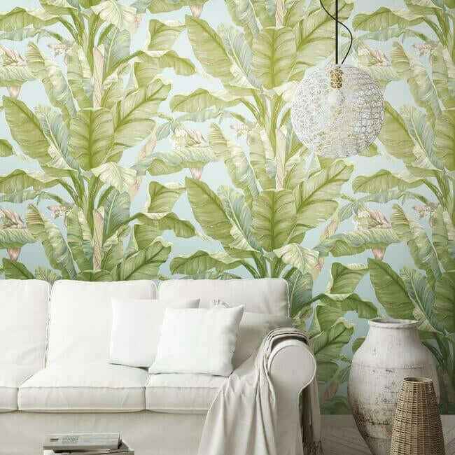 Banana Leaf Blue & Green Peel & Stick Wallpaper - York Wallcoverings - PSW1036RL - York Wallcoverings Wallpaper