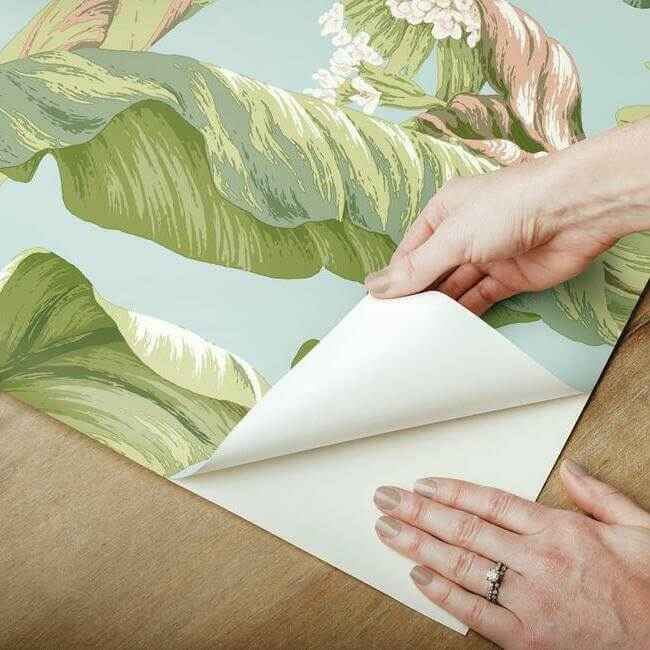 Banana Leaf Blue & Green Peel & Stick Wallpaper - York Wallcoverings - PSW1036RL - York Wallcoverings Wallpaper