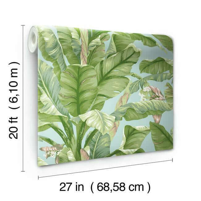 banana-leaf-premium-peel-stick-wallpaper-bluegreen-york-wallcoverings-psw1036rl - York Wallcoverings Wallpaper