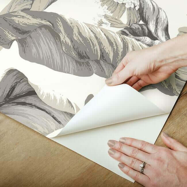 banana-leaf-premium-peel-stick-wallpaper-whiteblack-york-wallcoverings-psw1037rl - York Wallcoverings Wallpaper