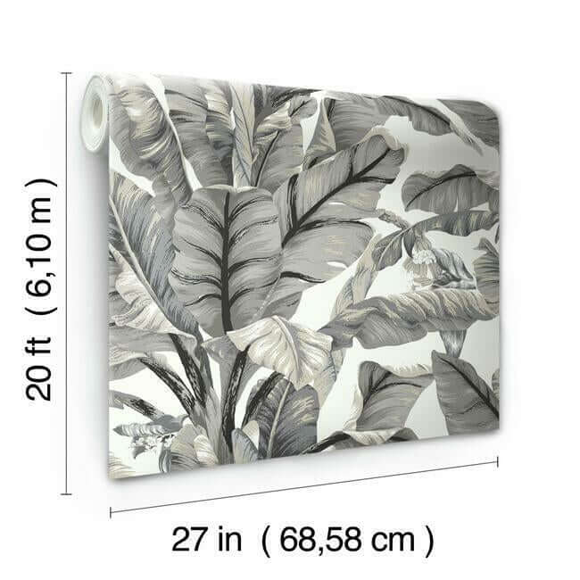 banana-leaf-premium-peel-stick-wallpaper-whiteblack-york-wallcoverings-psw1037rl - York Wallcoverings Wallpaper