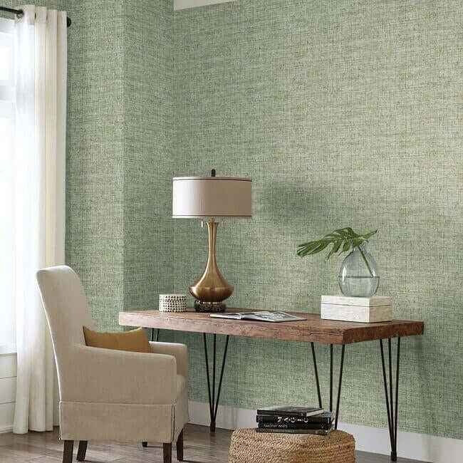 Papyrus Weave Green Peel & Stick Wallpaper - York Wallcoverings - PSW1038RL - York Wallcoverings Wallpaper